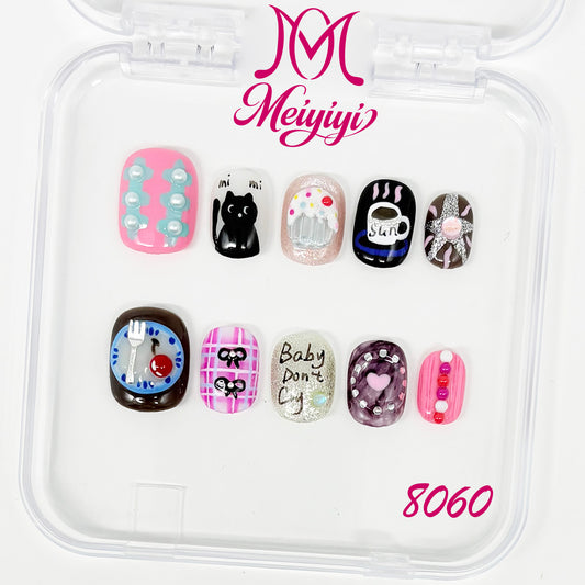 8060-MYY's designer original high-end design customized luxury hand-painted wearable nail art