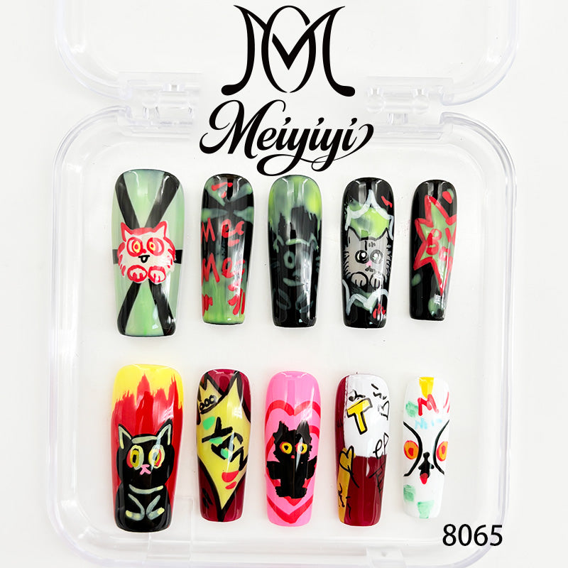 8065-MYY's designer original high-end design customized luxury hand-painted wearable nail art
