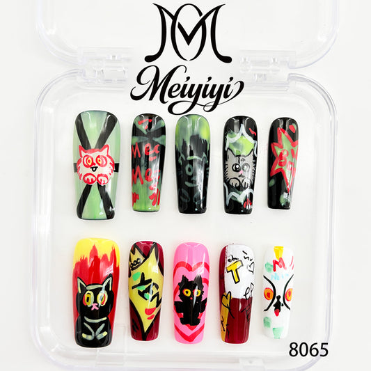 8065-MYY's designer original high-end design customized luxury hand-painted wearable nail art