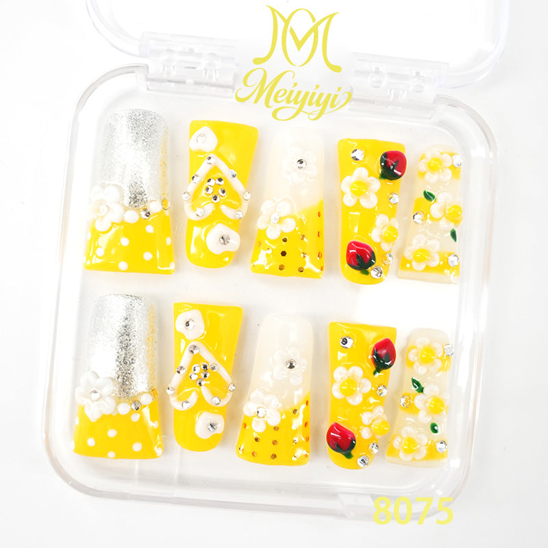 8075-MYY's designer original high-end design customized luxury hand-painted wearable nail art