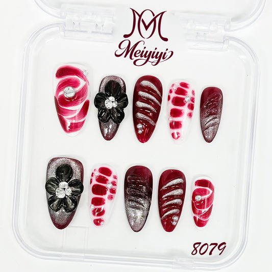 8079-MYY's designer original high-end design customized luxury hand-painted wearable nail art