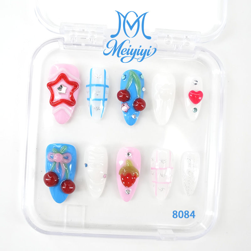 8084-MYY's designer original high-end design customized luxury hand-painted wearable nail art