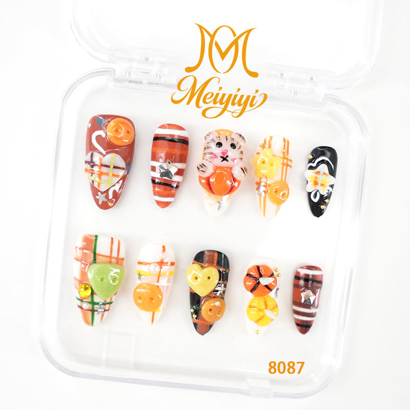 8087-MYY's designer original high-end design customized luxury hand-painted wearable nail art