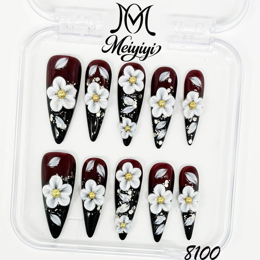 8100-MYY's designer original high-end design customized luxury hand-painted wearable nail art