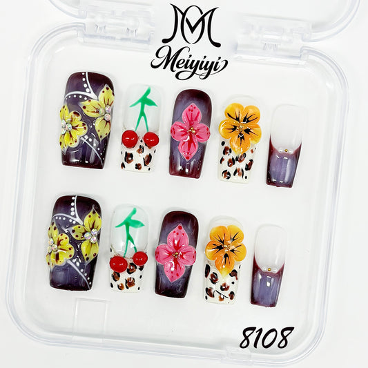 8108-MYY's designer original high-end design customized luxury hand-painted wearable nail art