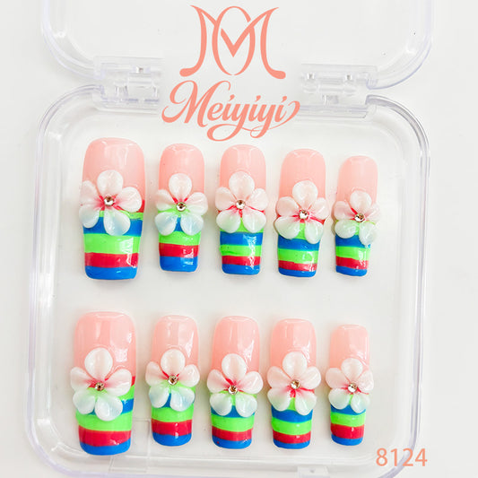 8124-MYY's designer original high-end design customized luxury hand-painted wearable nail art