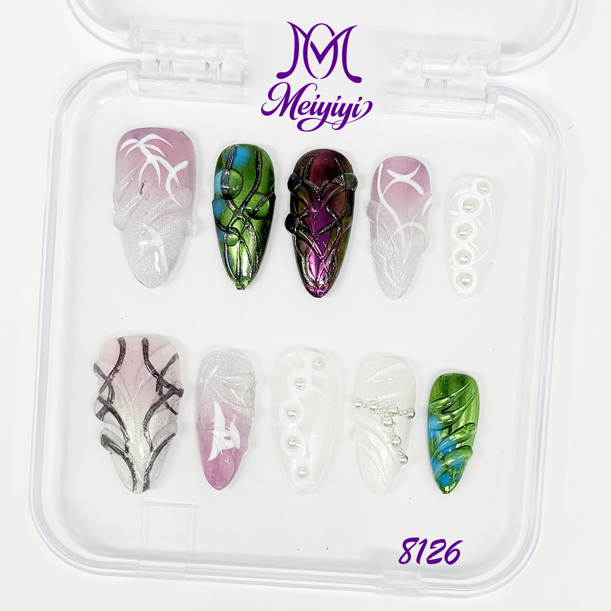 8126-MYY's designer original high-end design customized luxury hand-painted wearable nail art