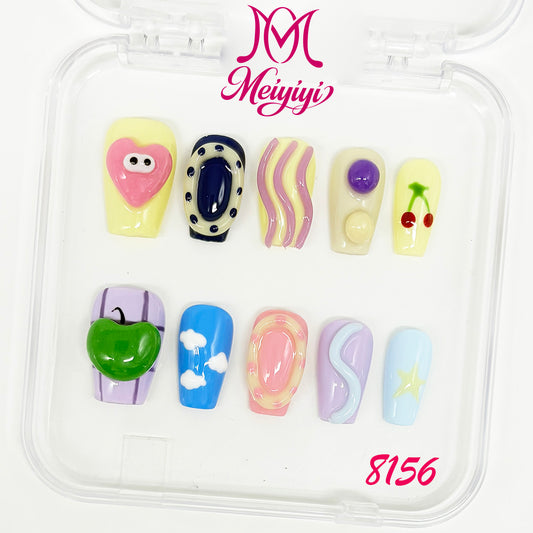 8156-MYY's designer original high-end design customized luxury hand-painted wearable nail art