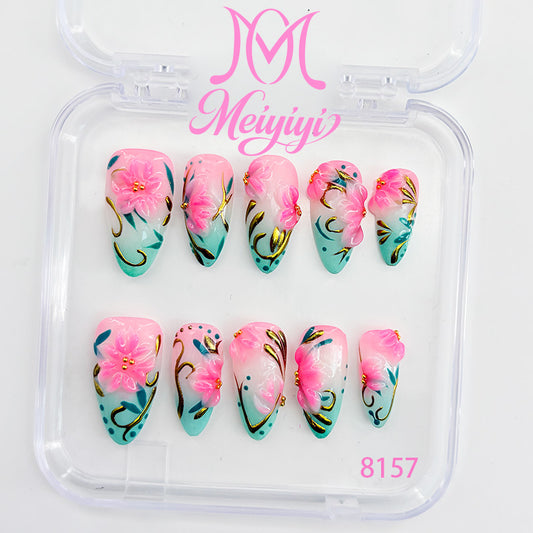 8157-MYY's designer original high-end design customized luxury hand-painted wearable nail art