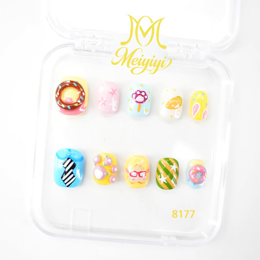 8177-MYY's designer original high-end design customized luxury hand-painted wearable nail art