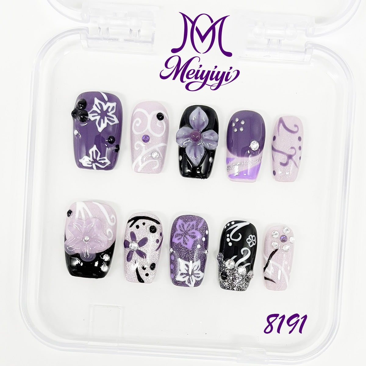 8191-MYY's designer original high-end design customized luxury hand-painted wearable nail art