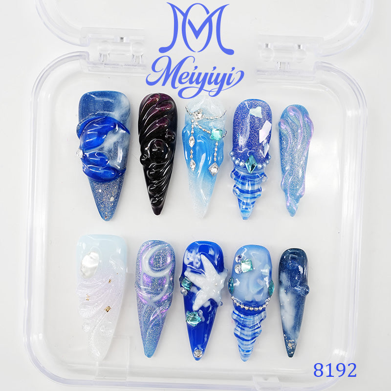 8192-MYY's designer original high-end design customized luxury hand-painted wearable nail art