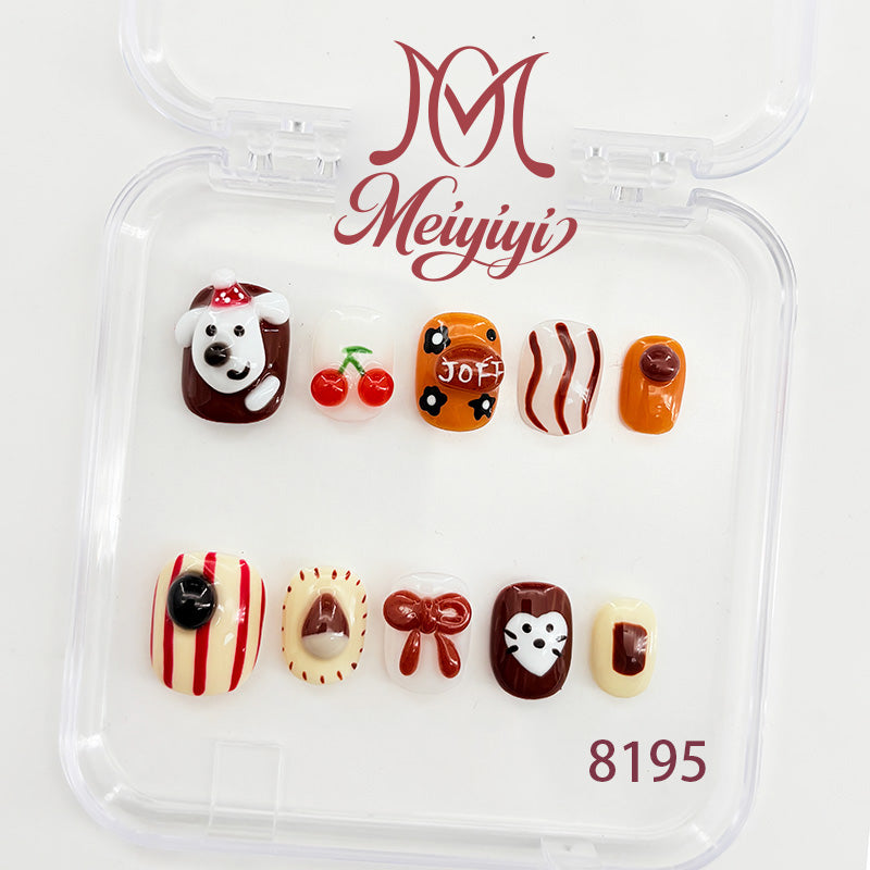 8195-MYY's designer original high-end design customized luxury hand-painted wearable nail art