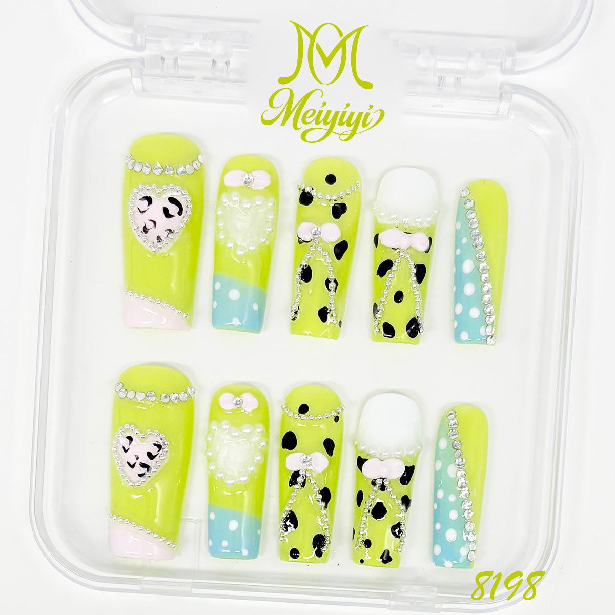 8198-MYY's designer original high-end design customized luxury hand-painted wearable nail art