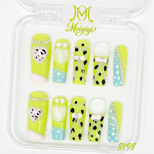 8198-MYY's designer original high-end design customized luxury hand-painted wearable nail art