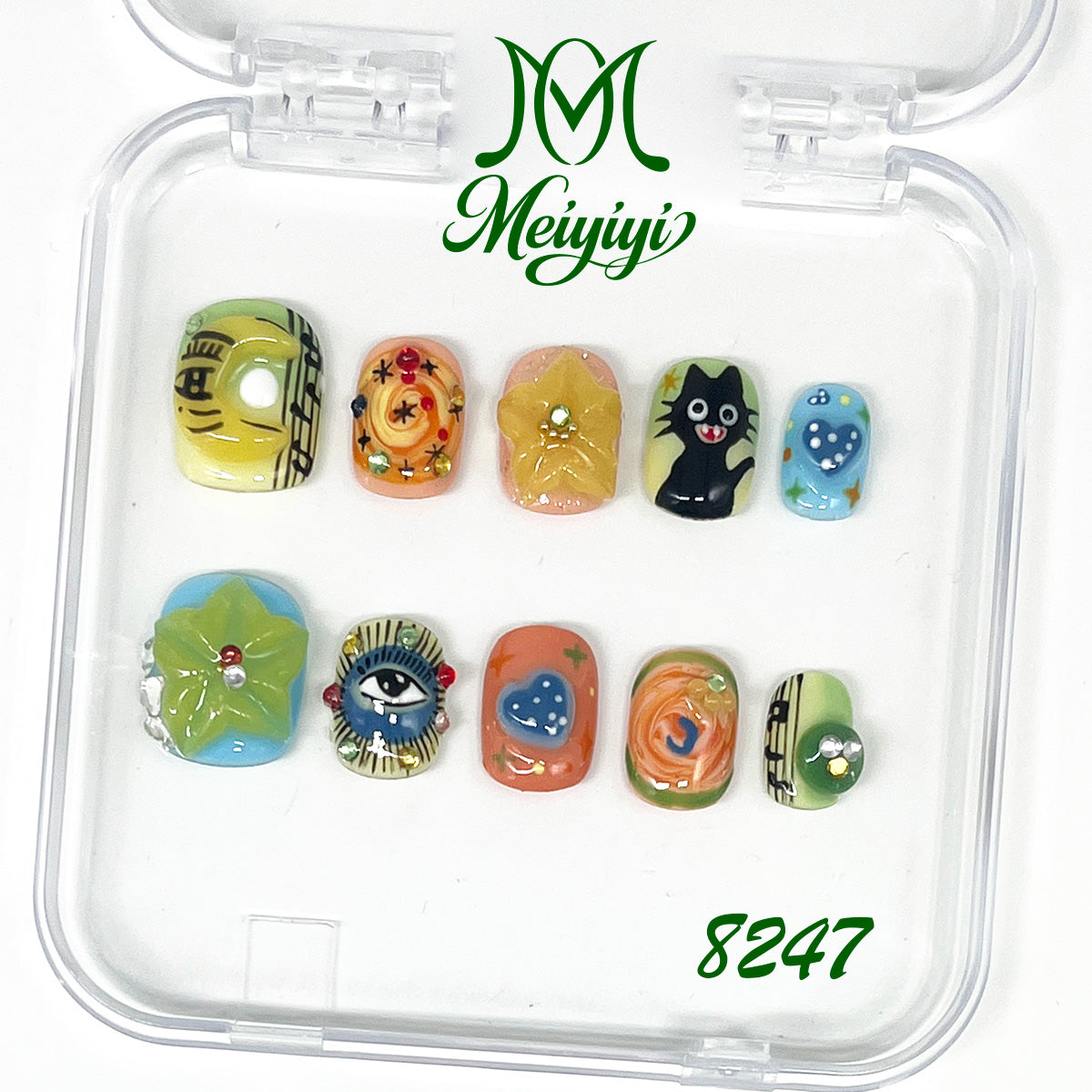 8247-MYY's designer original high-end design customized luxury hand-painted wearable nail art
