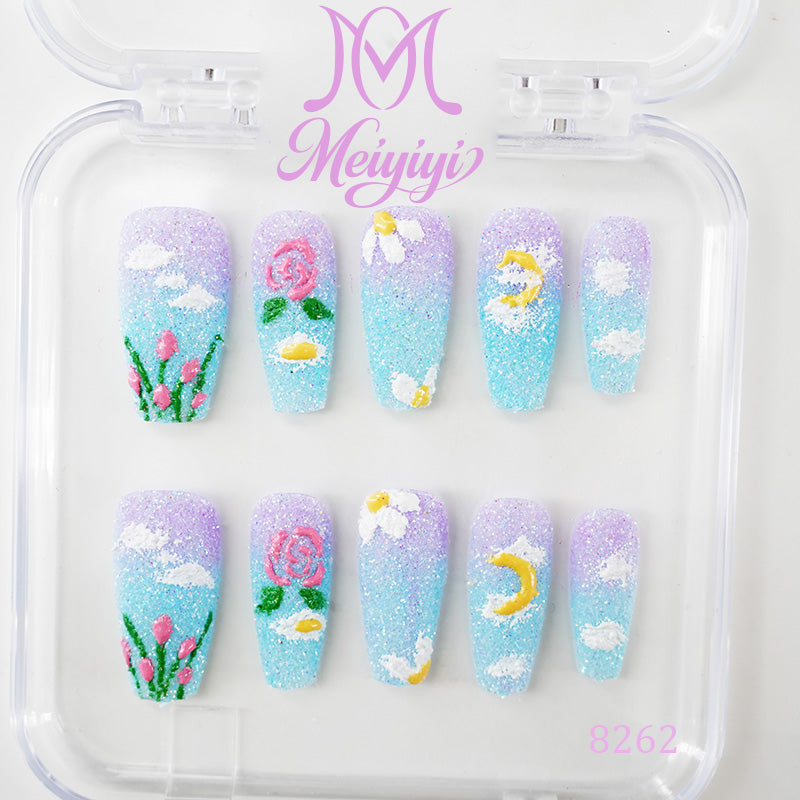 8262-MYY's designer original high-end design customized luxury hand-painted wearable nail art