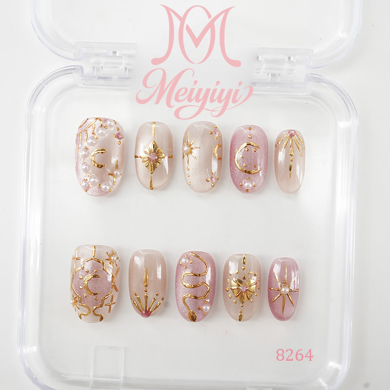 8264-MYY's designer original high-end design customized luxury hand-painted wearable nail art