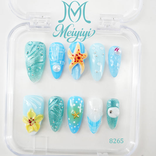 8265-MYY's designer original high-end design customized luxury hand-painted wearable nail art