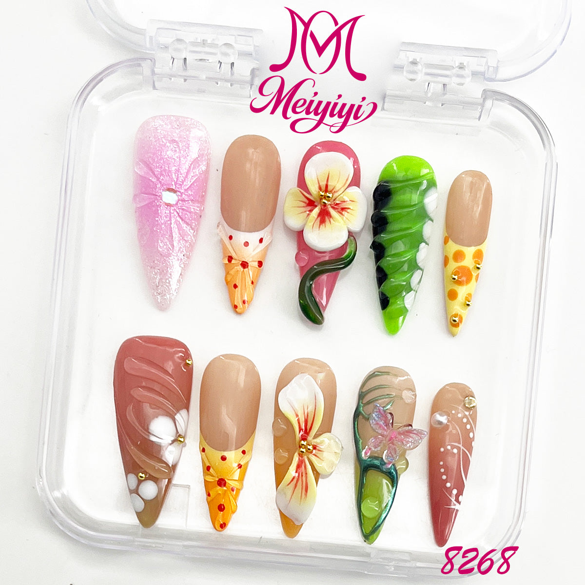 8268-MYY's designer original high-end design customized luxury hand-painted wearable nail art