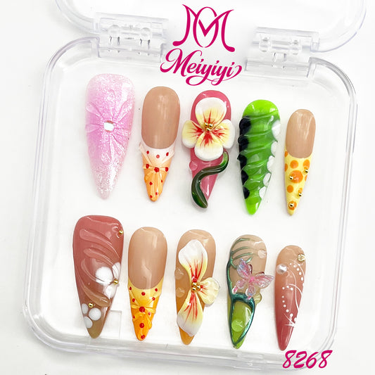 8268-MYY's designer original high-end design customized luxury hand-painted wearable nail art