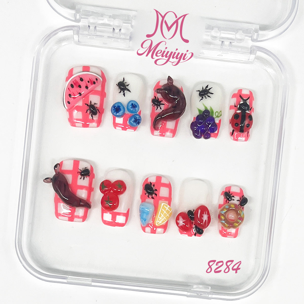 8284-MYY's designer original high-end design customized luxury hand-painted wearable nail art