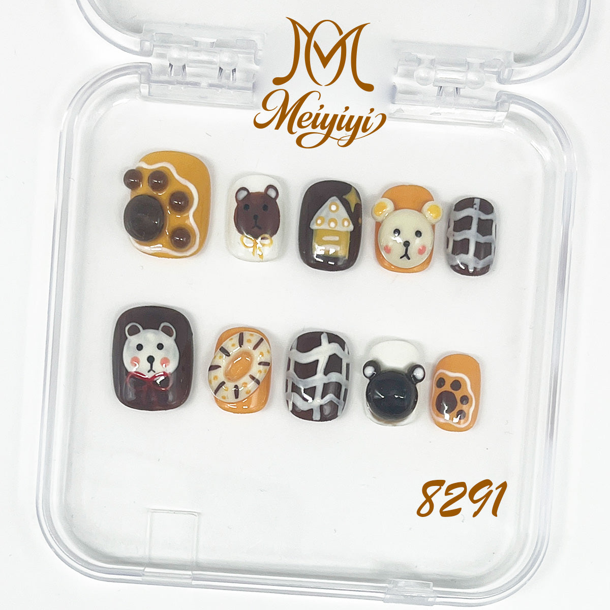 8291-MYY's designer original high-end design customized luxury hand-painted wearable nail art