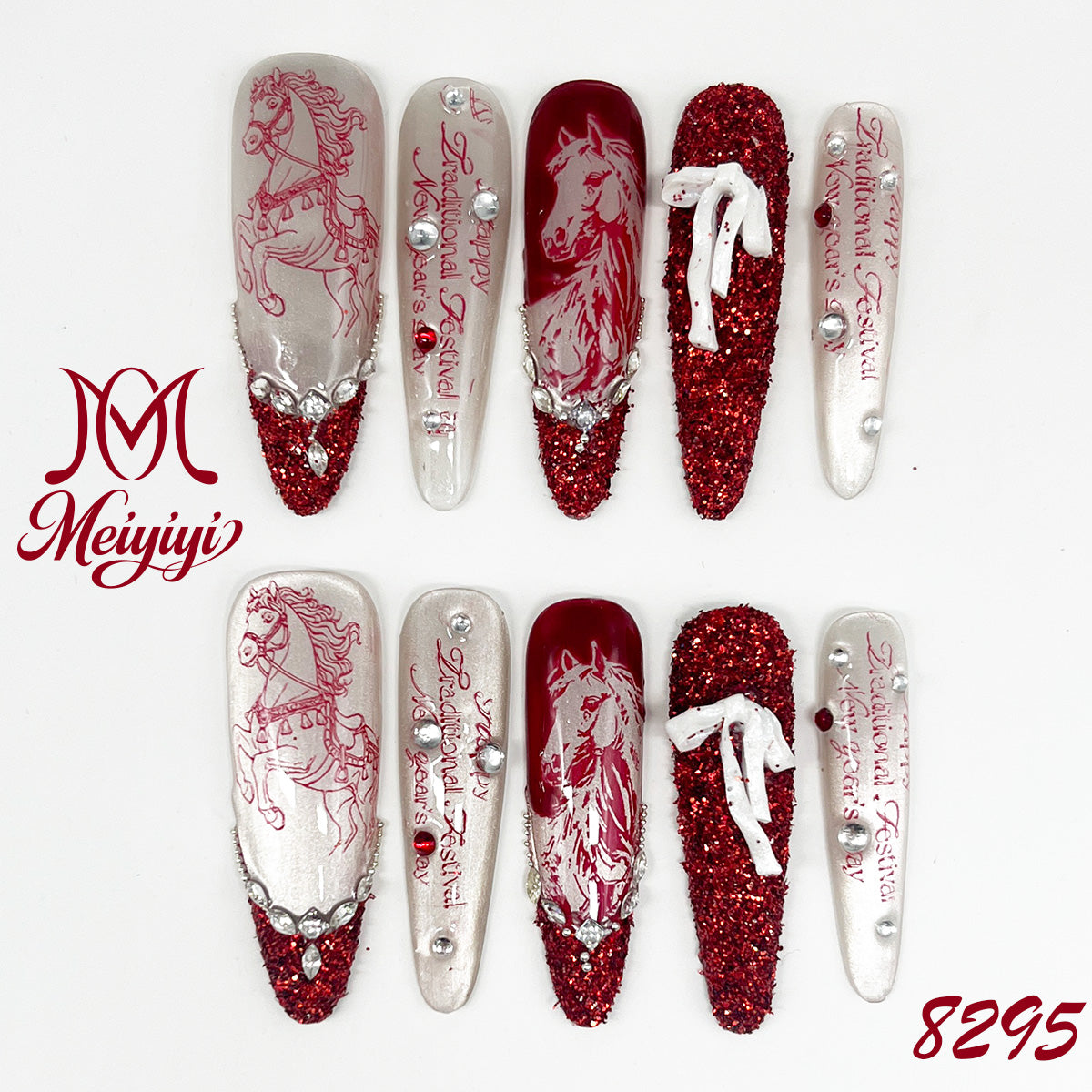 8295-MYY's designer original high-end design customized luxury hand-painted wearable nail art