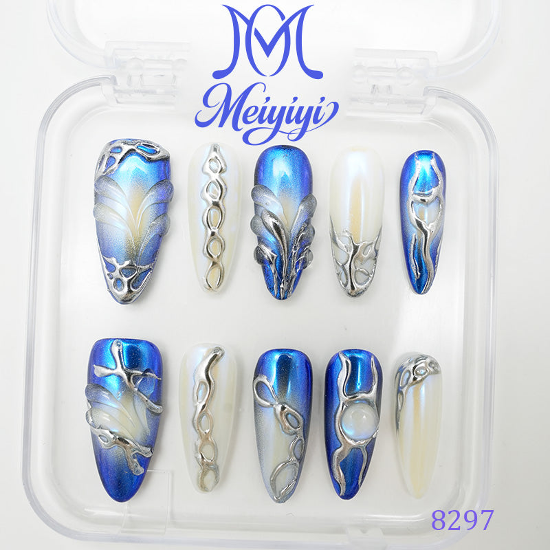 8297-MYY's designer original high-end design customized luxury hand-painted wearable nail art