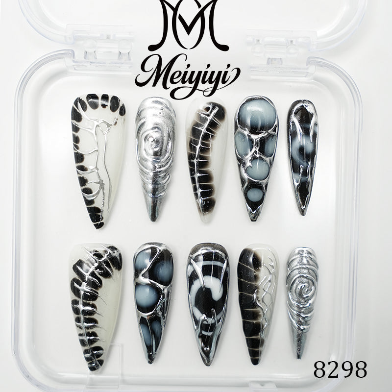 8298-MYY's designer original high-end design customized luxury hand-painted wearable nail art