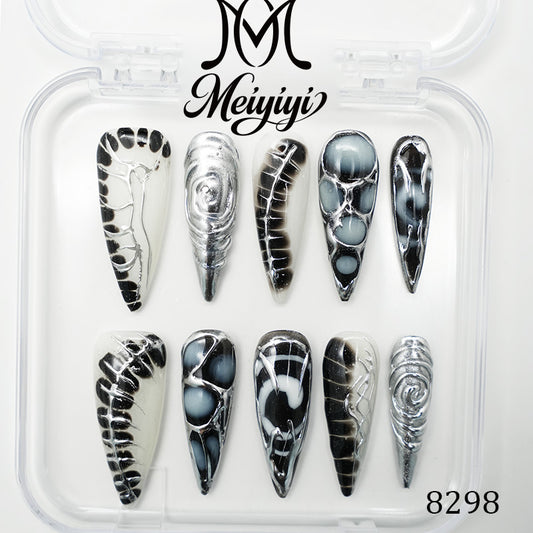 8298-MYY's designer original high-end design customized luxury hand-painted wearable nail art