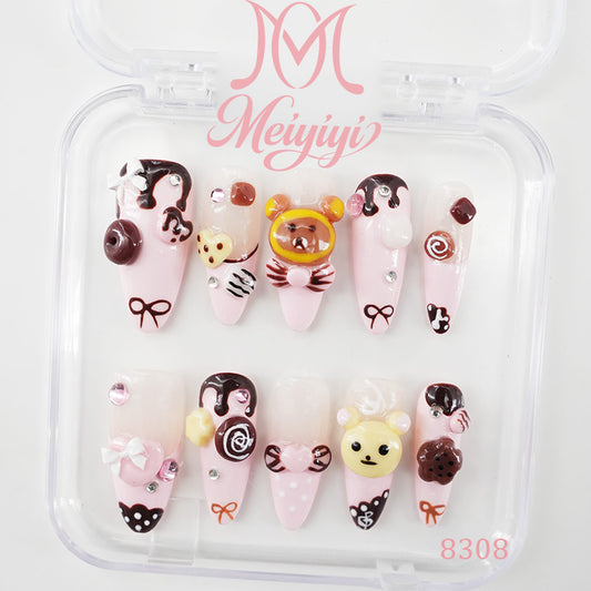 8308-MYY's designer original high-end design customized luxury hand-painted wearable nail art