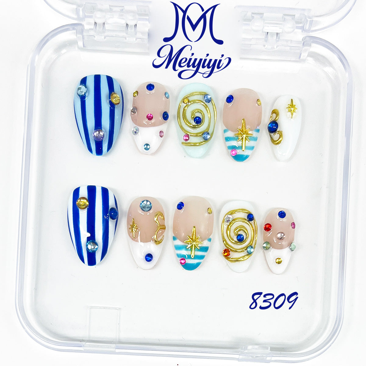 8309-MYY's designer original high-end design customized luxury hand-painted wearable nail art