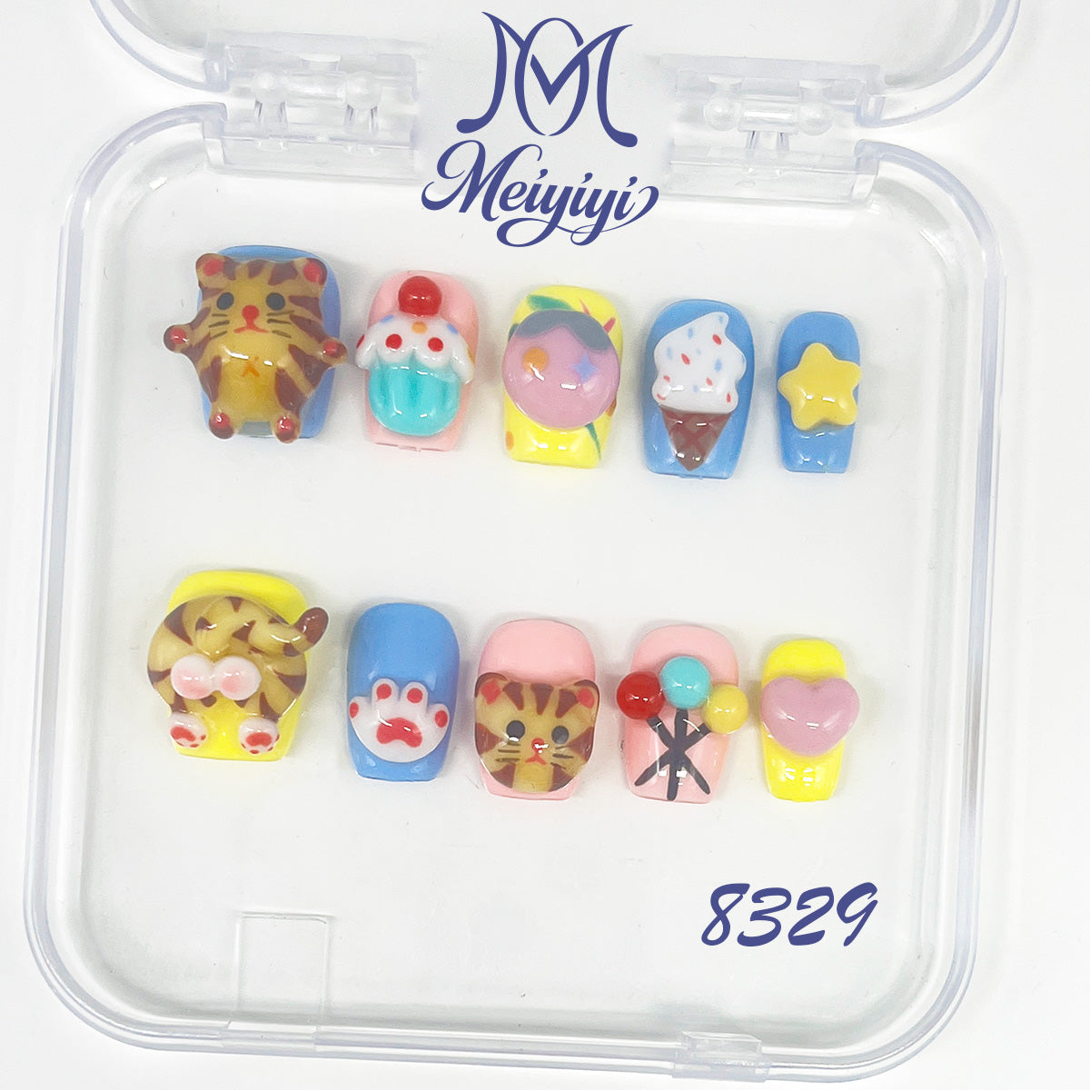 8329-MYY's designer original high-end design customized luxury hand-painted wearable nail art