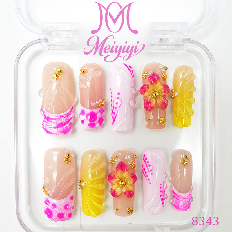 8343-MYY's designer original high-end design customized luxury hand-painted wearable nail art