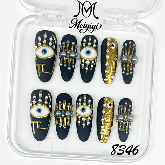 8346-MYY's designer original high-end design customized luxury hand-painted wearable nail art