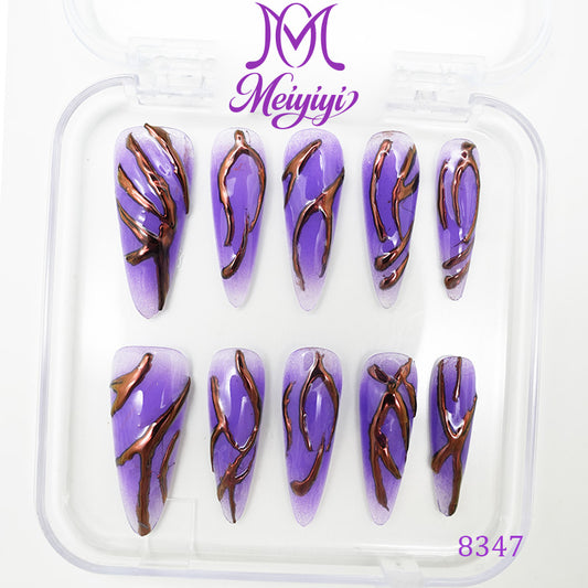 8347-MYY's designer original high-end design customized luxury hand-painted wearable nail art