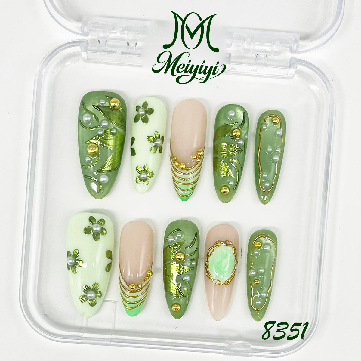 8351-MYY's designer original high-end design customized luxury hand-painted wearable nail art