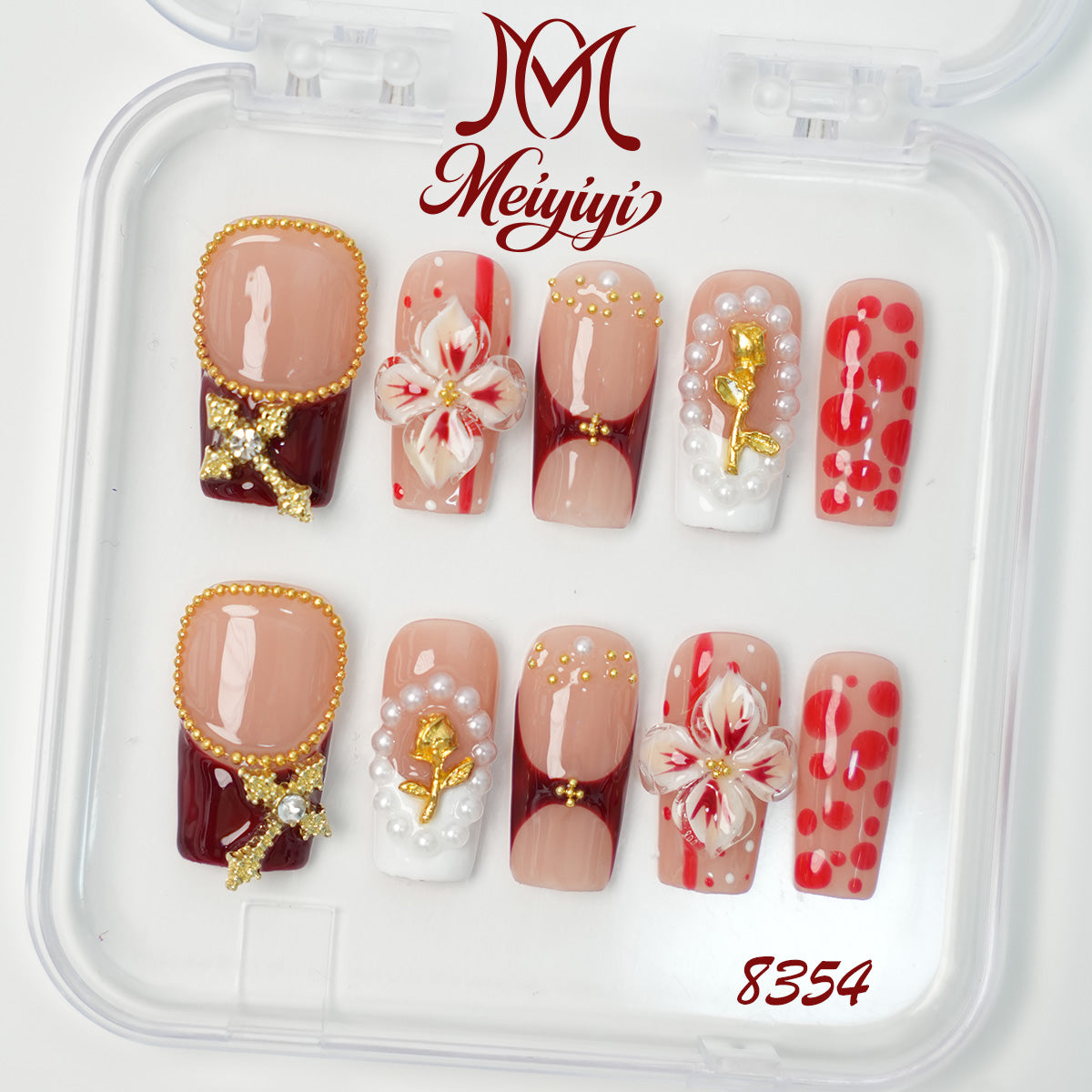 8354-MYY's designer original high-end design customized luxury hand-painted wearable nail art