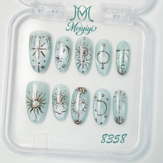 8358-MYY's designer original high-end design customized luxury hand-painted wearable nail art