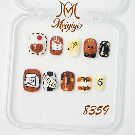8359-MYY's designer original high-end design customized luxury hand-painted wearable nail art