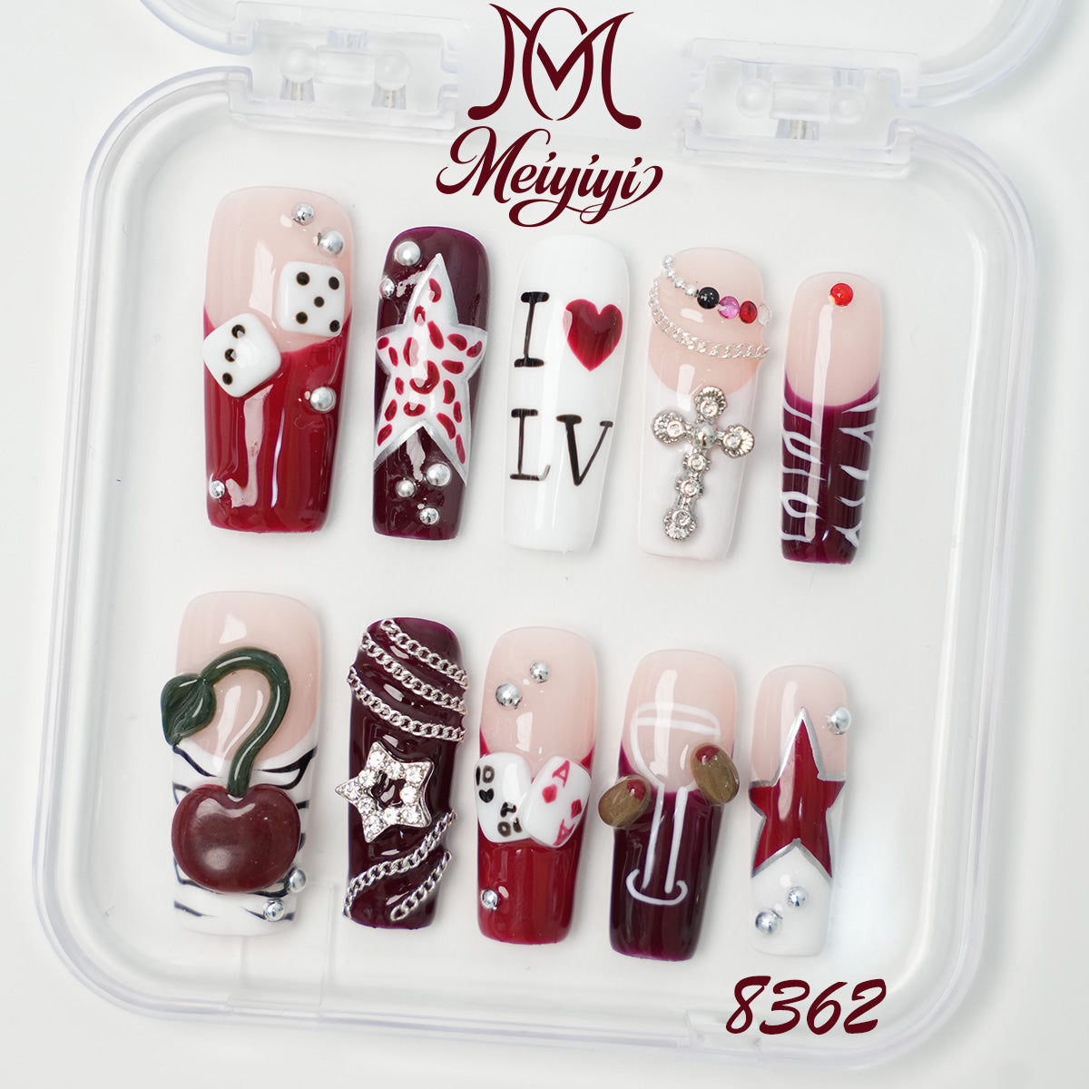8362-MYY's designer original high-end design customized luxury hand-painted wearable nail art