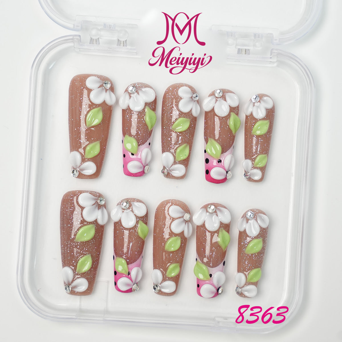 8363-MYY's designer original high-end design customized luxury hand-painted wearable nail art