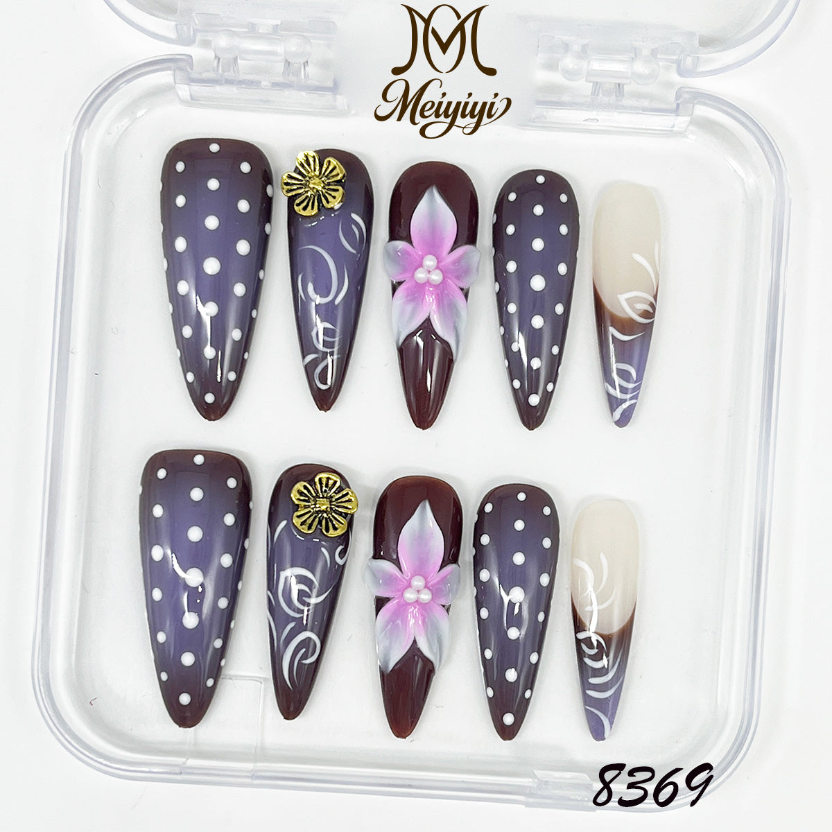 8369-MYY's designer original high-end design customized luxury hand-painted wearable nail art