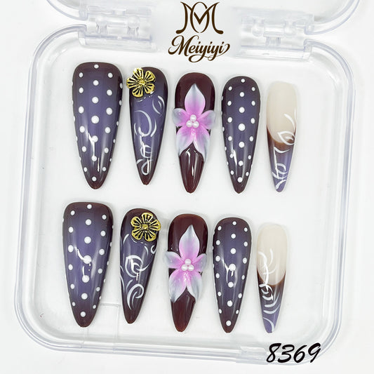 8369-MYY's designer original high-end design customized luxury hand-painted wearable nail art