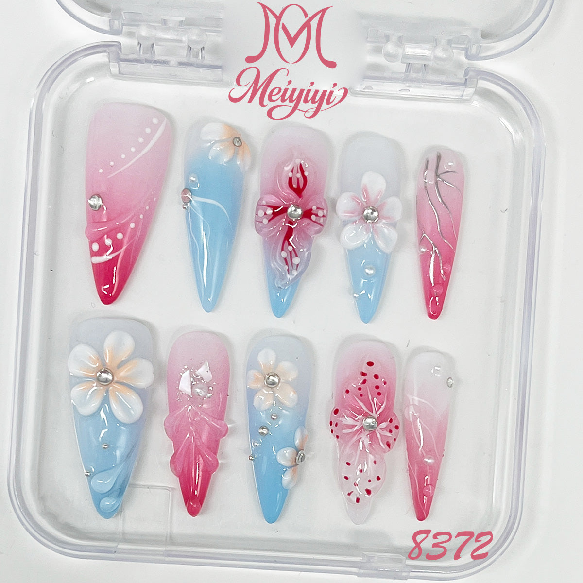 8372-MYY's designer original high-end design customized luxury hand-painted wearable nail art