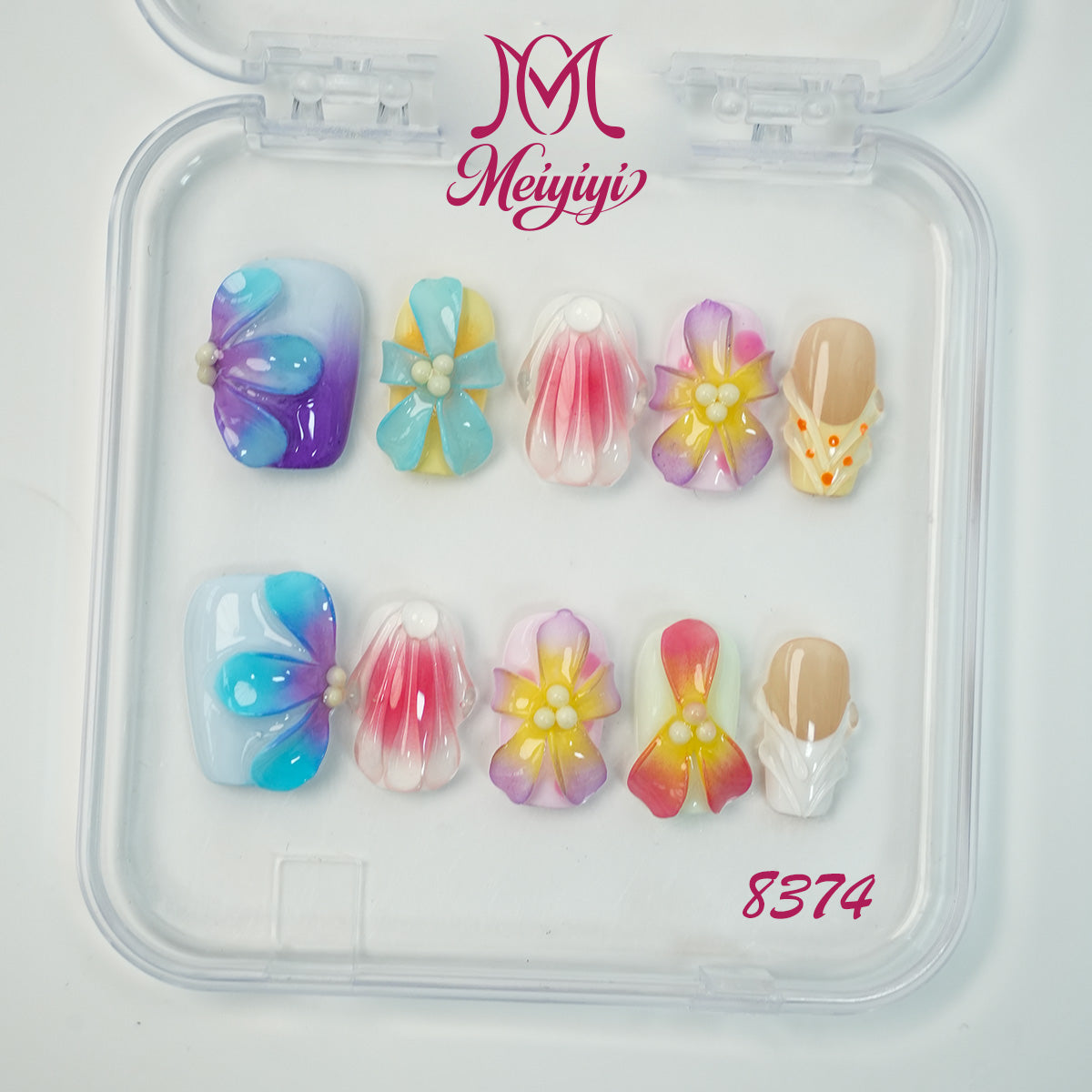 8374-MYY's designer original high-end design customized luxury hand-painted wearable nail art