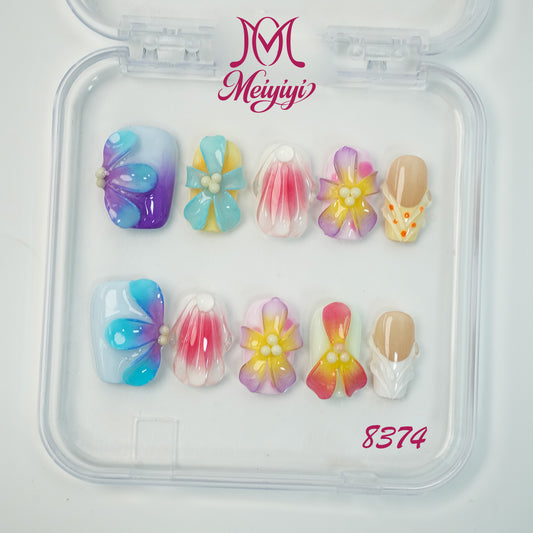 8374-MYY's designer original high-end design customized luxury hand-painted wearable nail art