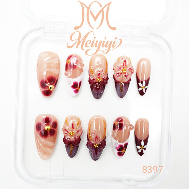 8397-MYY's designer original high-end design customized luxury hand-painted wearable nail art