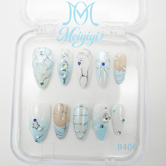 8406-MYY's designer original high-end design customized luxury hand-painted wearable nail art